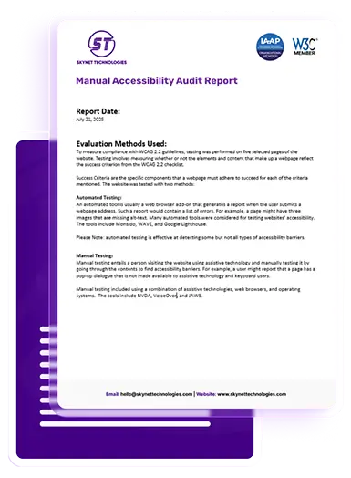 Sample accessibility audit report