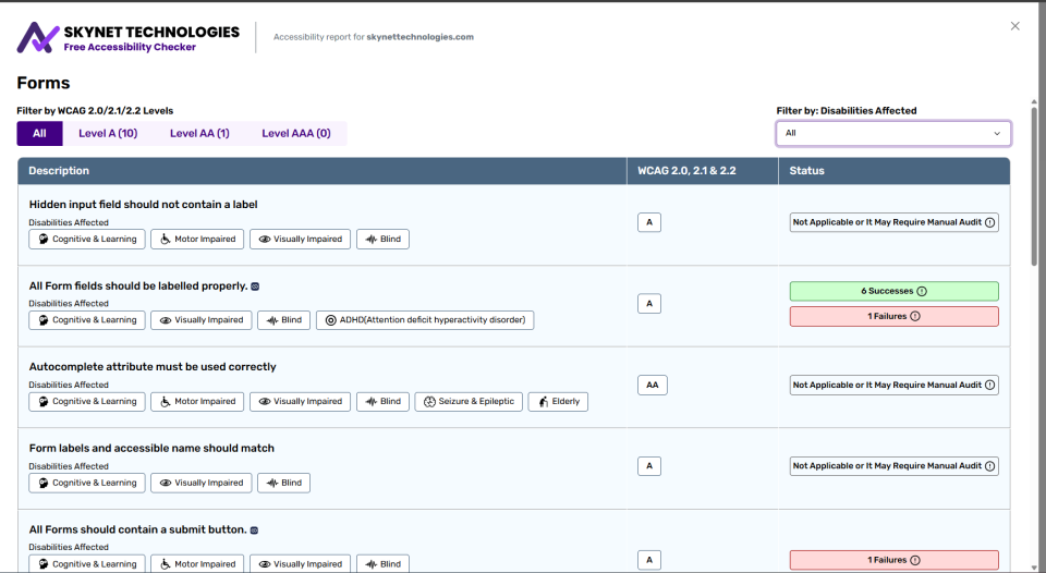 accessibility checker report
