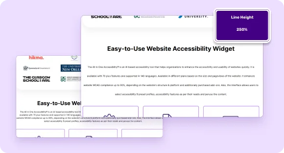 accessibility widget for websites, featuring an option to adjust line height for improved readability