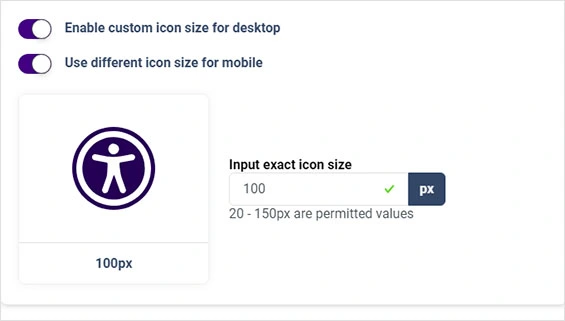 precise widget icon size desktop