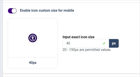 precise widget icon size mobile