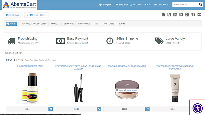 abantecart wcag website accessibility