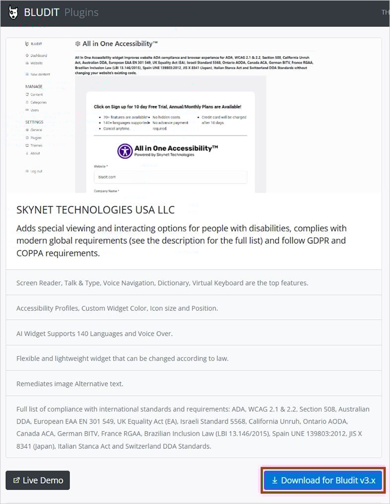 bludit-cms website accessibility remediation