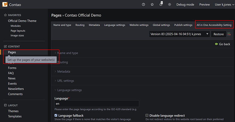 contaocms ada website accessibility