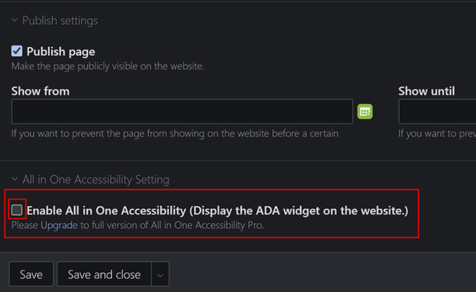 Contao web accessibility widget installation