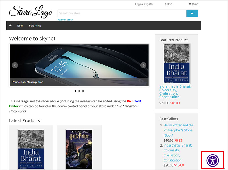 cubecart wcag website accessibility