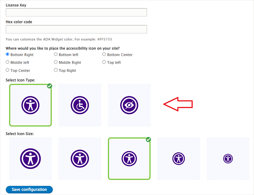 Widget Icon Type Settings in All in One Accessibility on Drupal