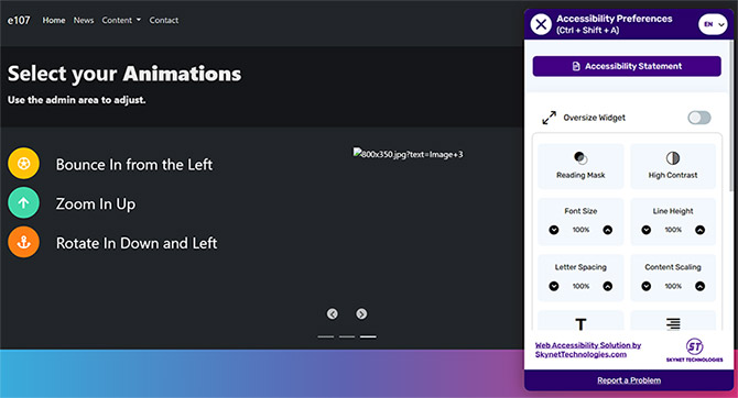 e107 CMS web accessibility widget installation Guide