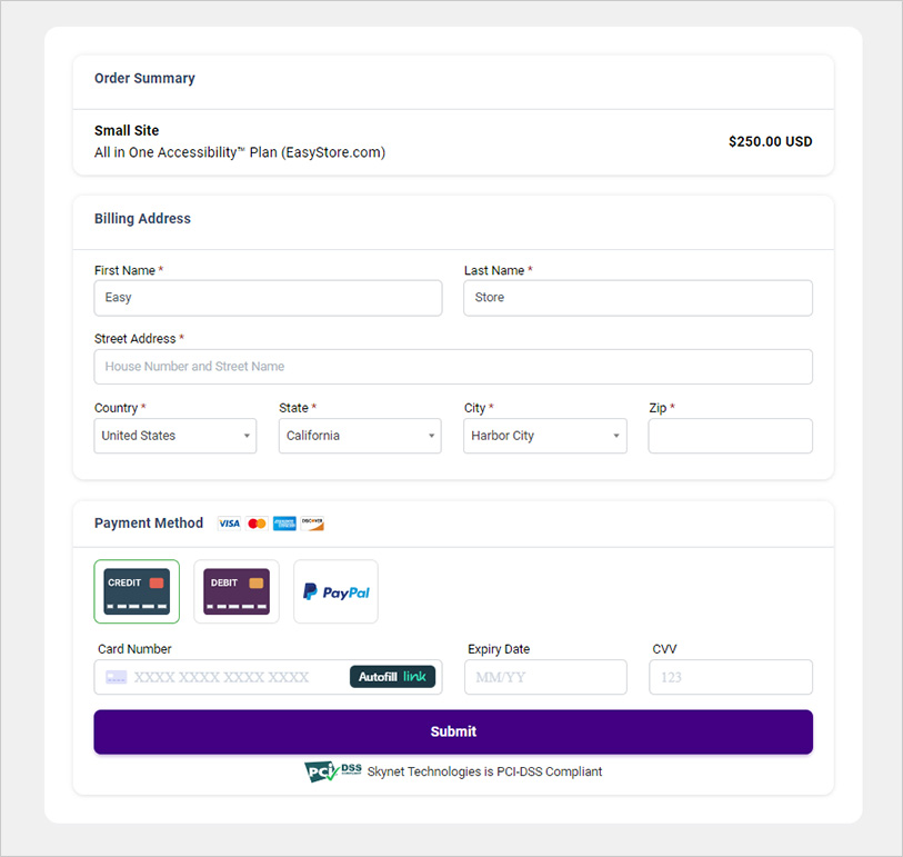 accessible easystore accessible website design