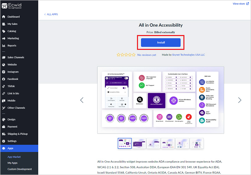 ecwid ada website accessibility