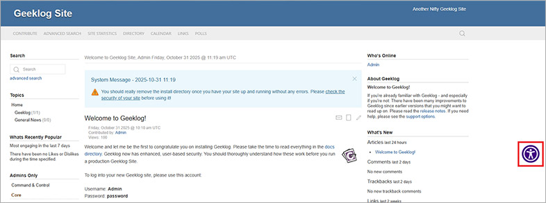 geeklog all in one accessibility