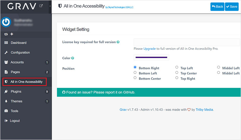 grav all in one accessibility