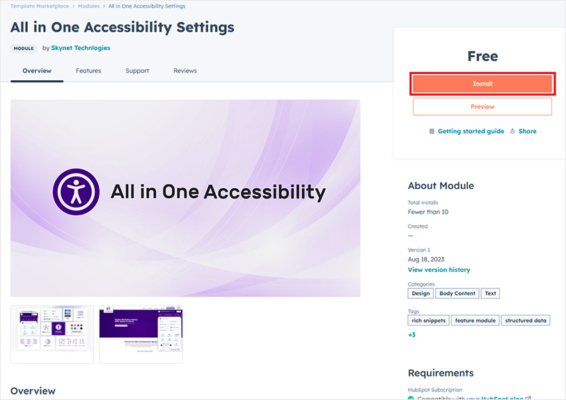 Hubspot web accessibility app