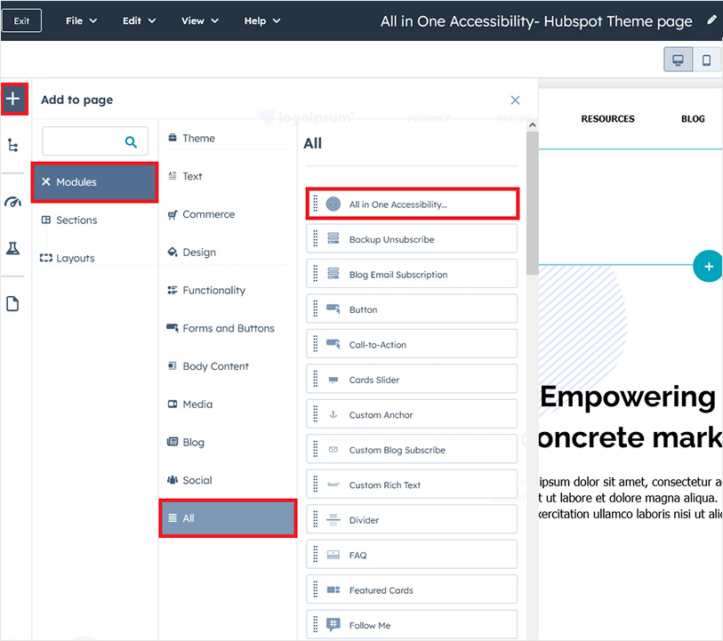 HubSpot web accessibility module