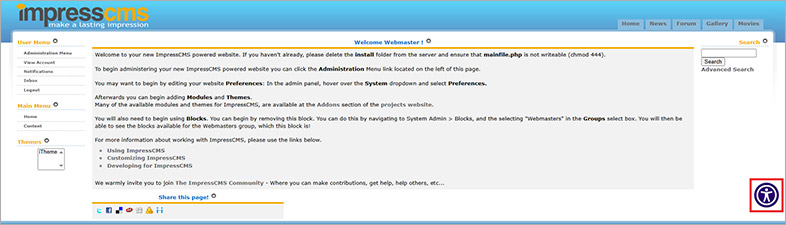 impresscms all in one accessibility