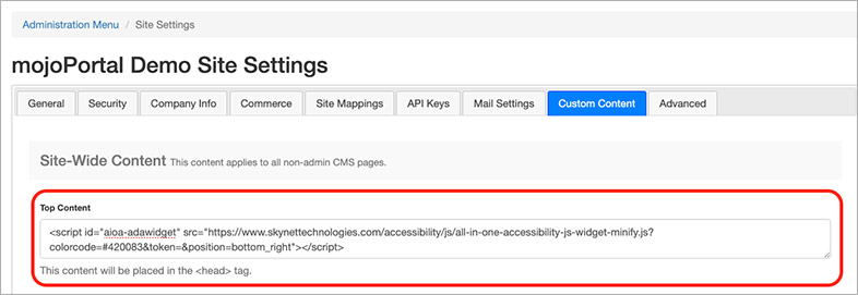 mojoportal ada website accessibility