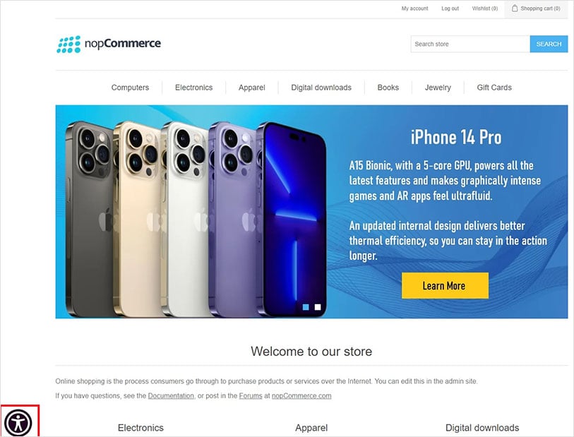 ada accessible nopcommerce website
