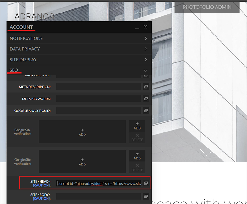 photofolio website accessibility remediation