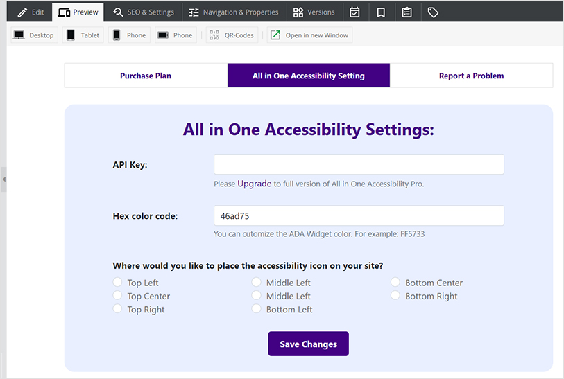 Upgrade Pimcore accessibility app