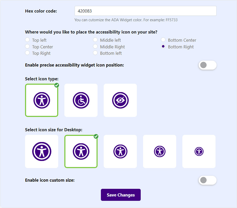 All in One Accessibility Edit Settings on Shopify