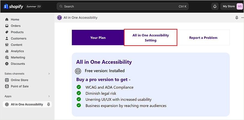 All in One Accessibility Settings on Shopify