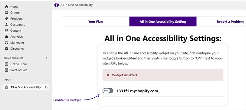 Enable All in One Accessibility Plugin on Shopify