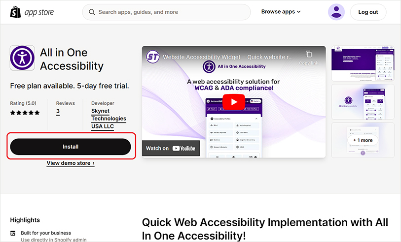 All in One Accessibility Plugin on Shopify