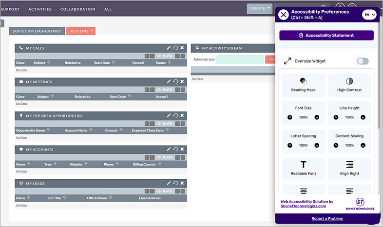 suitecrm ada website accessibility