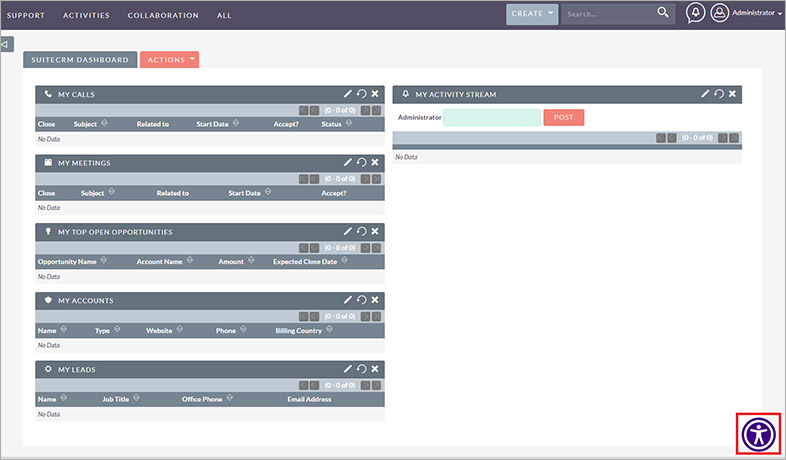 suitecrm wcag web accessibility