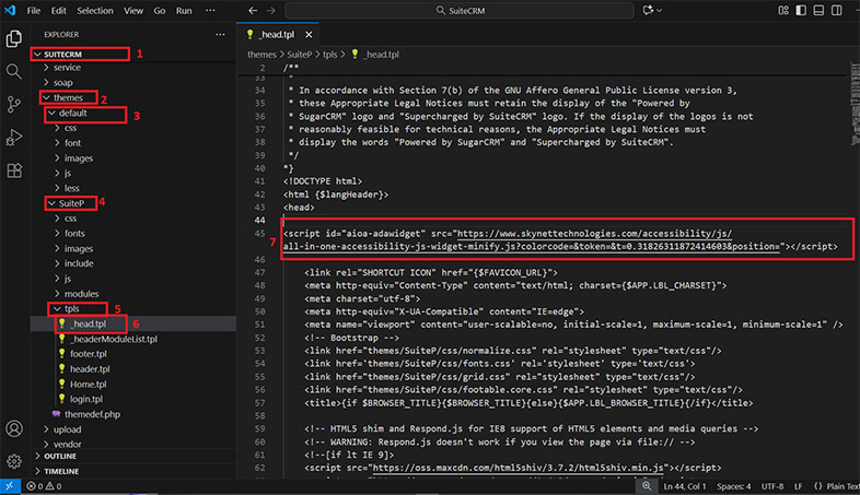suitecrm website accessibility remediation