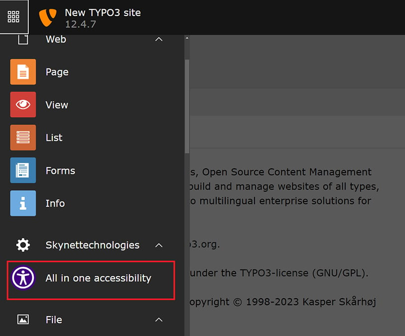 Install Typo3 website accessibility app
