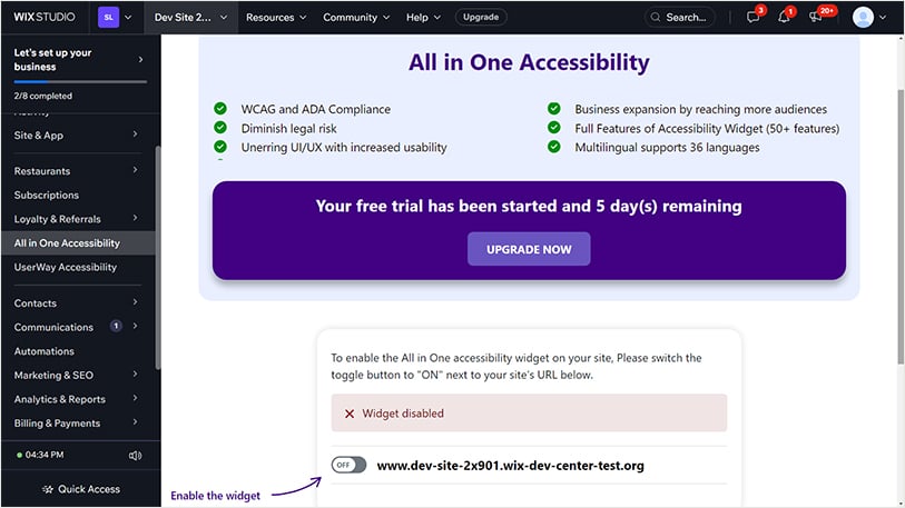 Enable All in One Accessibility Plugin on Wix