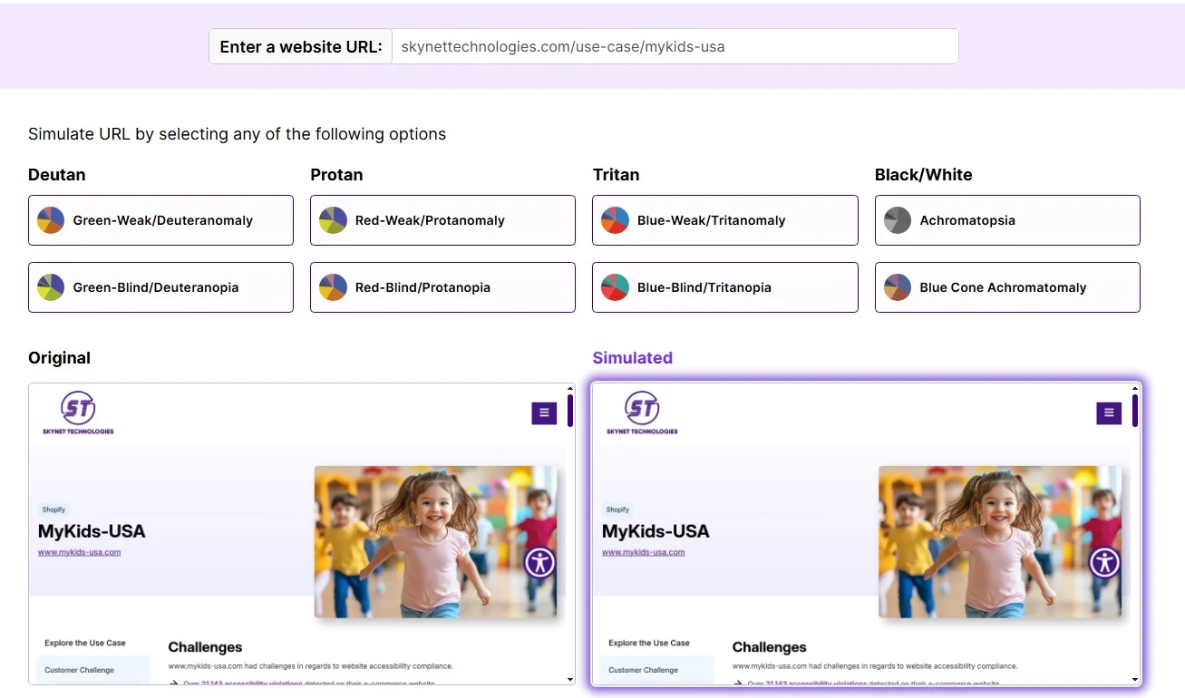 Website Blindness Simulator