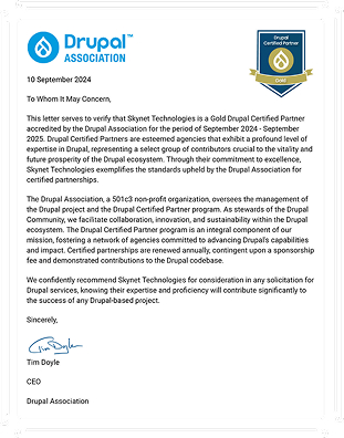Drupal Association Letter of Recommendation