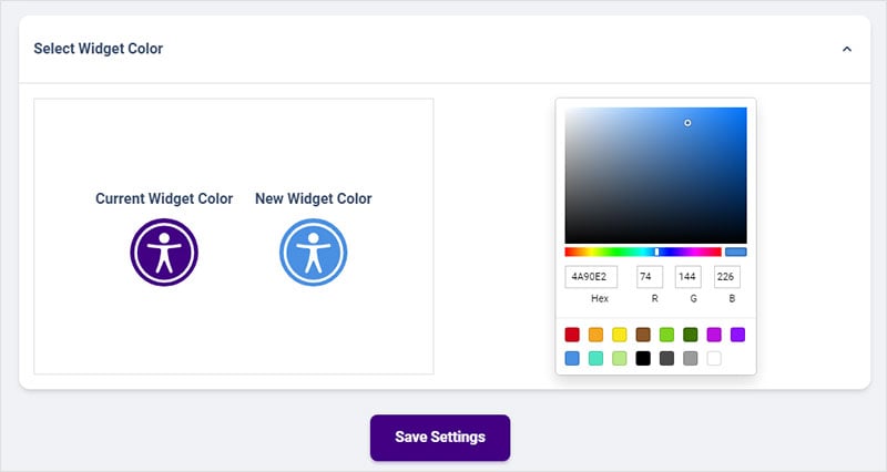 website accessibility widget color