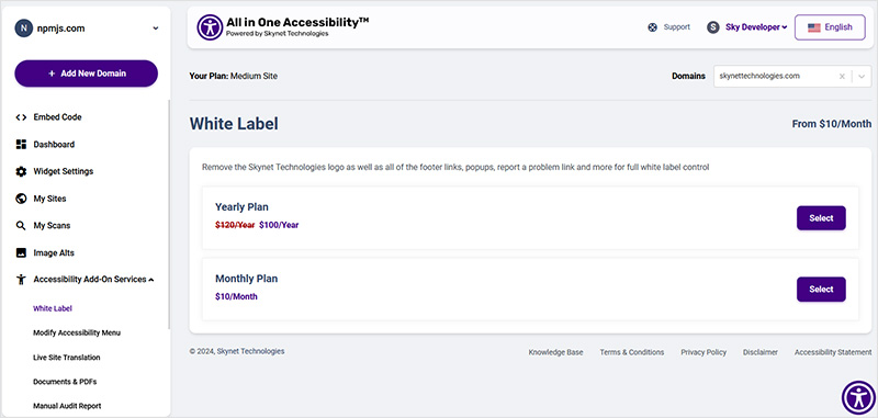 All in One Accessibility White Label Integration