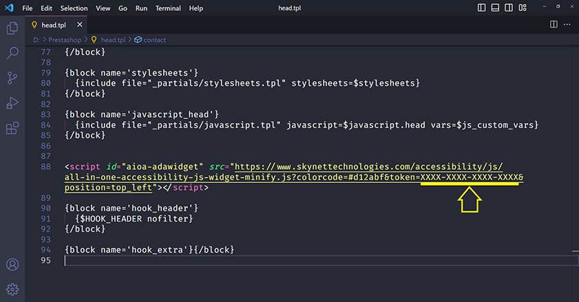 Prestashop add license key to your code