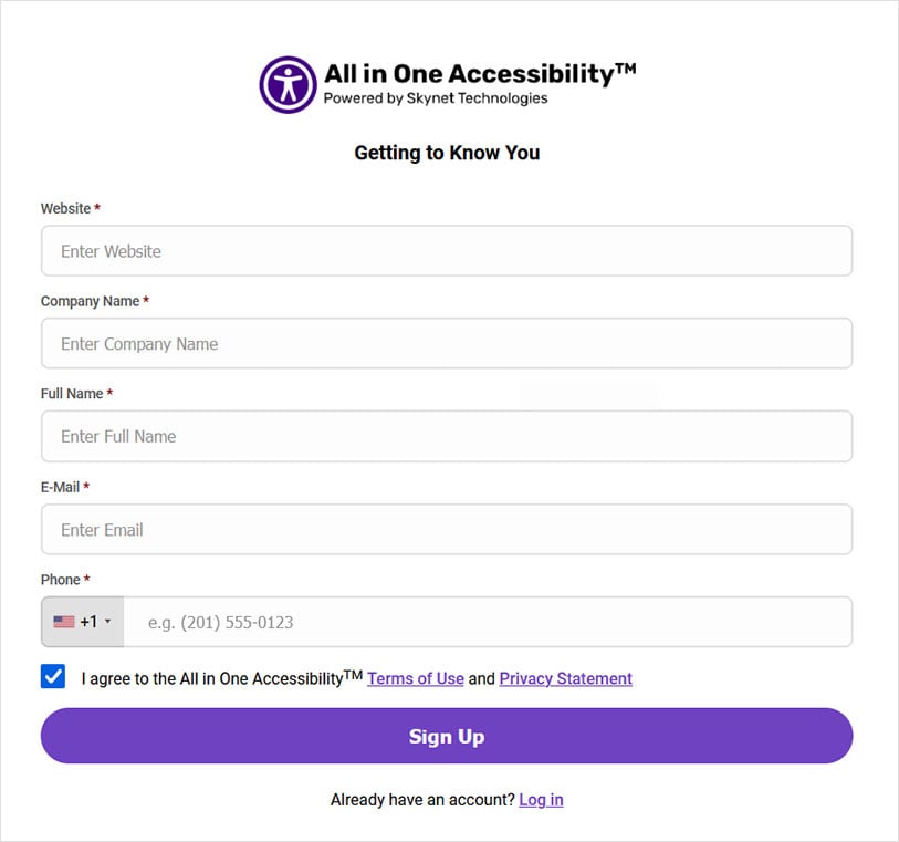 web wcag accessibility widget free trial