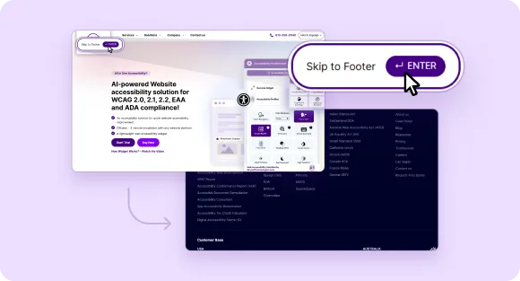 instructional image showing how to use the website, featuring a skip to footer link for easier navigation