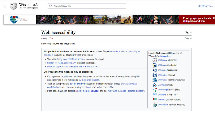 Web Accessibility Table Content