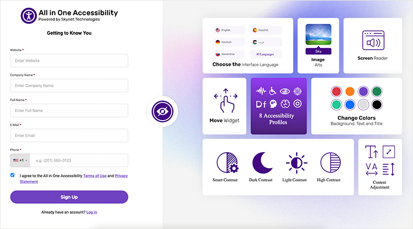 web wcag accessibility widget free trial