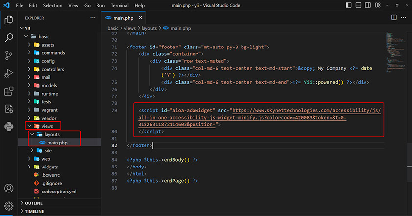 Yii framework wcag web accessibility